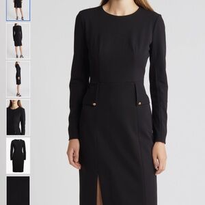 Eliza J Long Sleeve Pocketed Sheath Dress, size 16
